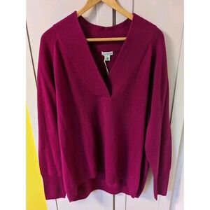 Sundance Womens Berry Purple Cashmere Knitted Long Sleeve Pullover Sweater XL